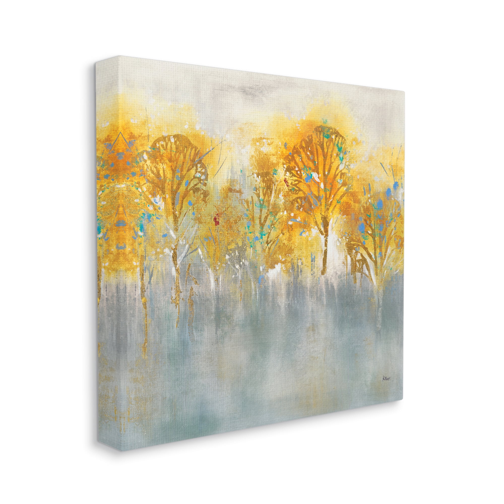Stupell Industries Wooded Grey Landscape Abstraction Orange Trees,30 x 30,Designed by K. Nari