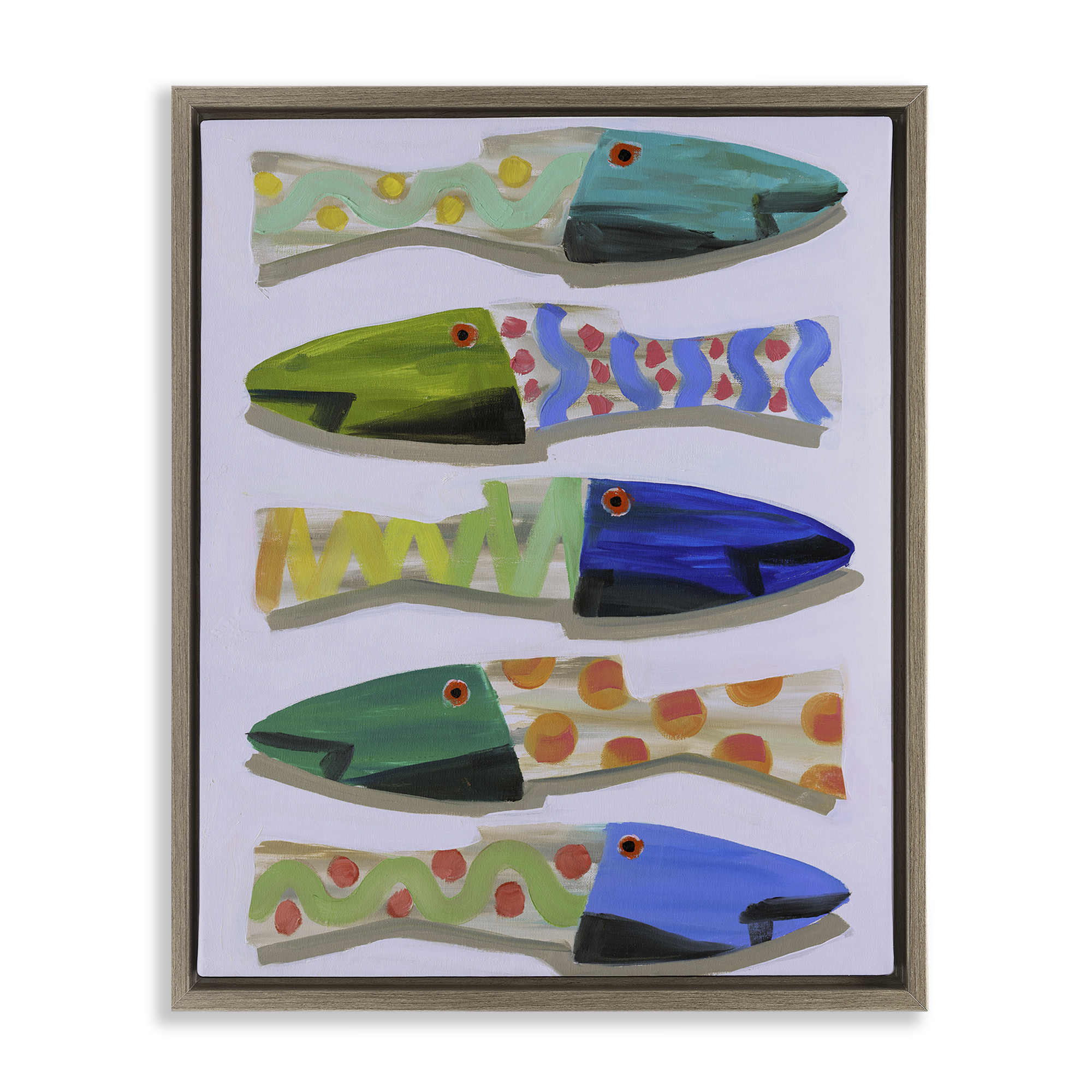 Stupell Industries Wooden Fish Designs Animals & Insects Painting Brown Floater Framed Canvas Art Print Wall Art, 25 x 31