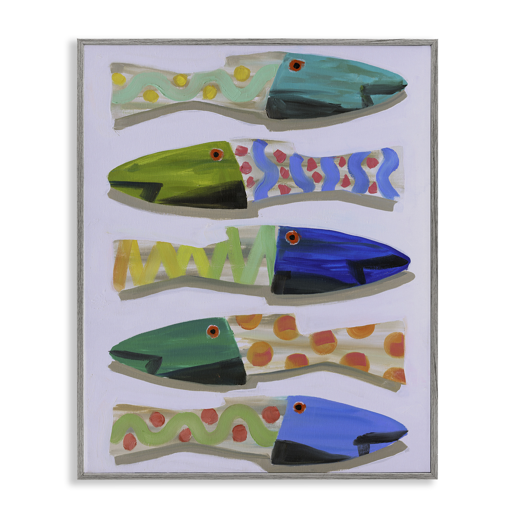 Stupell Industries Wooden Fish Designs Animals & Insects Painting Gray Framed Art Print Wall Art, 24 x 30