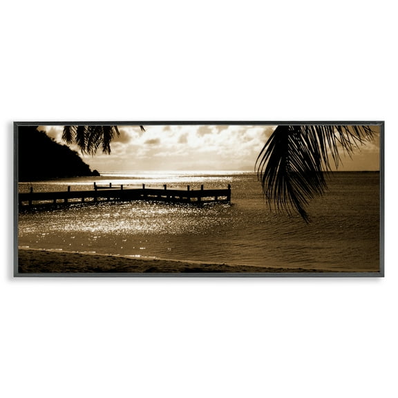 Stupell Industries Wooden Jetty Dock Landscape & Nature Photography Black Framed Art Print Wall Art, 24 x 10