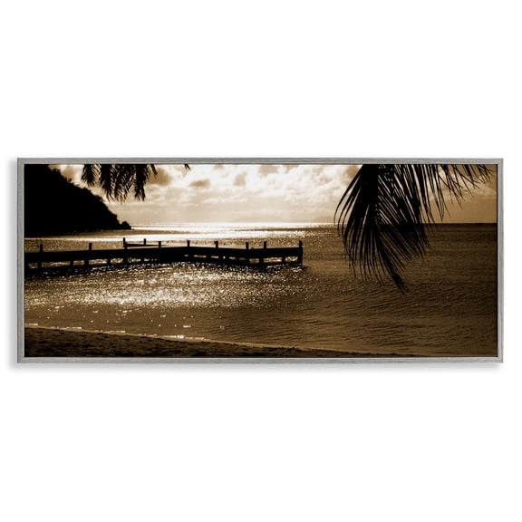 Stupell Industries Wooden Jetty Dock Landscape & Nature Photography Gray Framed Art Print Wall Art, 24 x 10