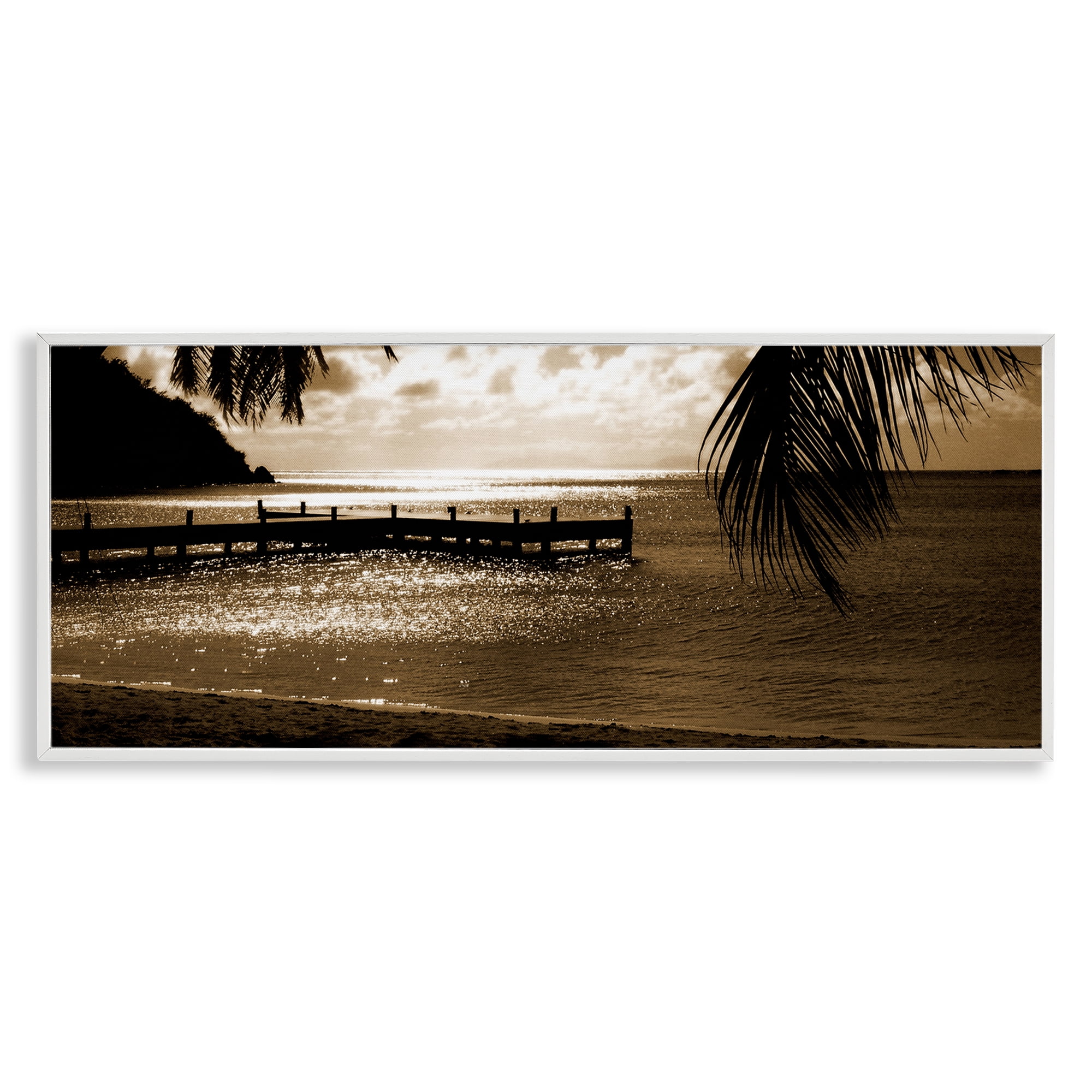 Stupell Industries Wooden Jetty Dock Landscape & Nature Photography White Framed Art Print Wall Art, 24 x 10
