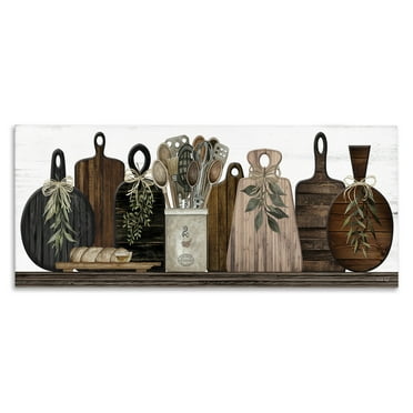 Stupell Industries Wooden Kitchen Items Food & Beverage Painting Gallery Wrapped Canvas Art Print Wall Art, 24 x 10