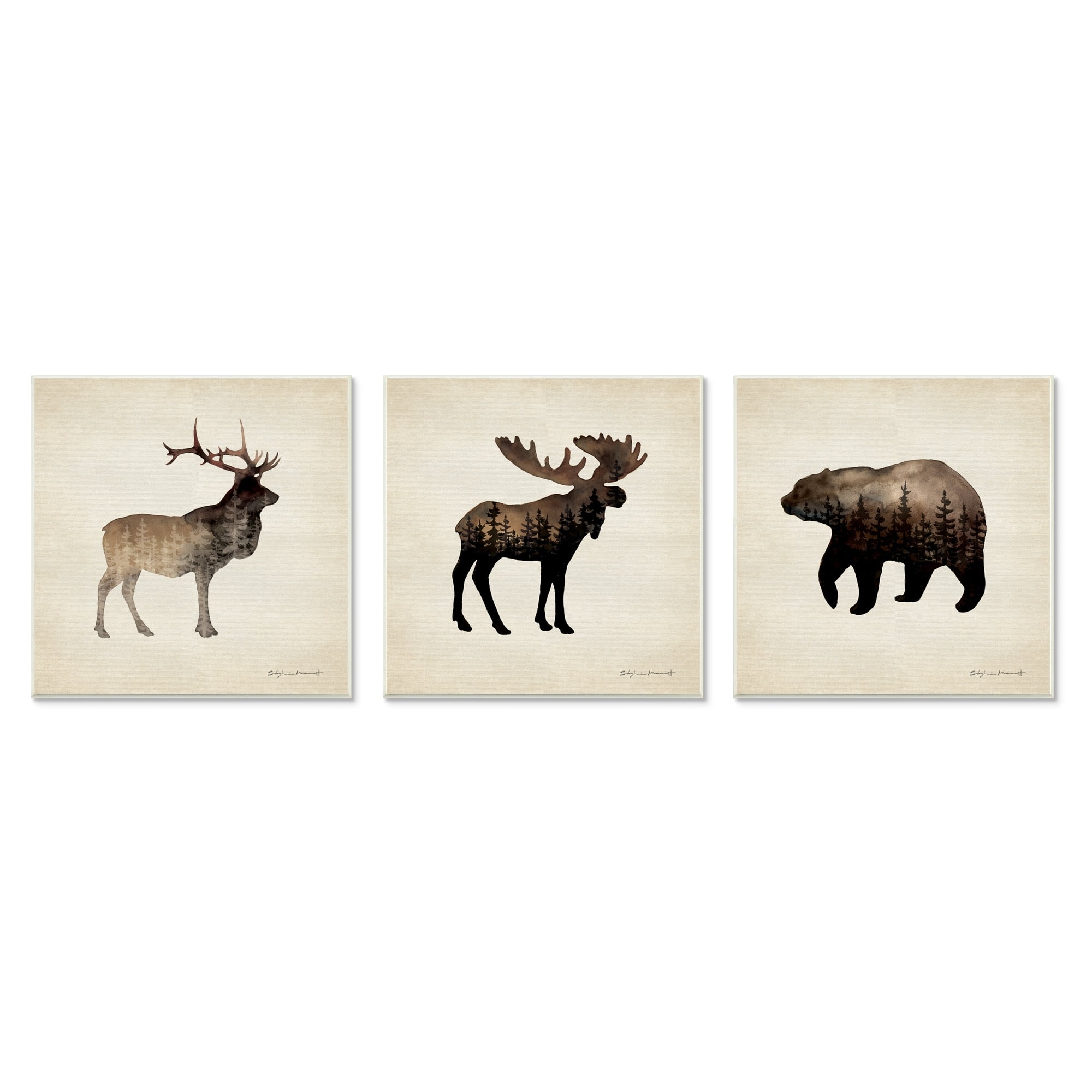 Stupell Industries Woodland Animal Silhouettes Rustic Forest Pine Tree Landscape, 12 x 12, Design by Stephanie Workman Marrott