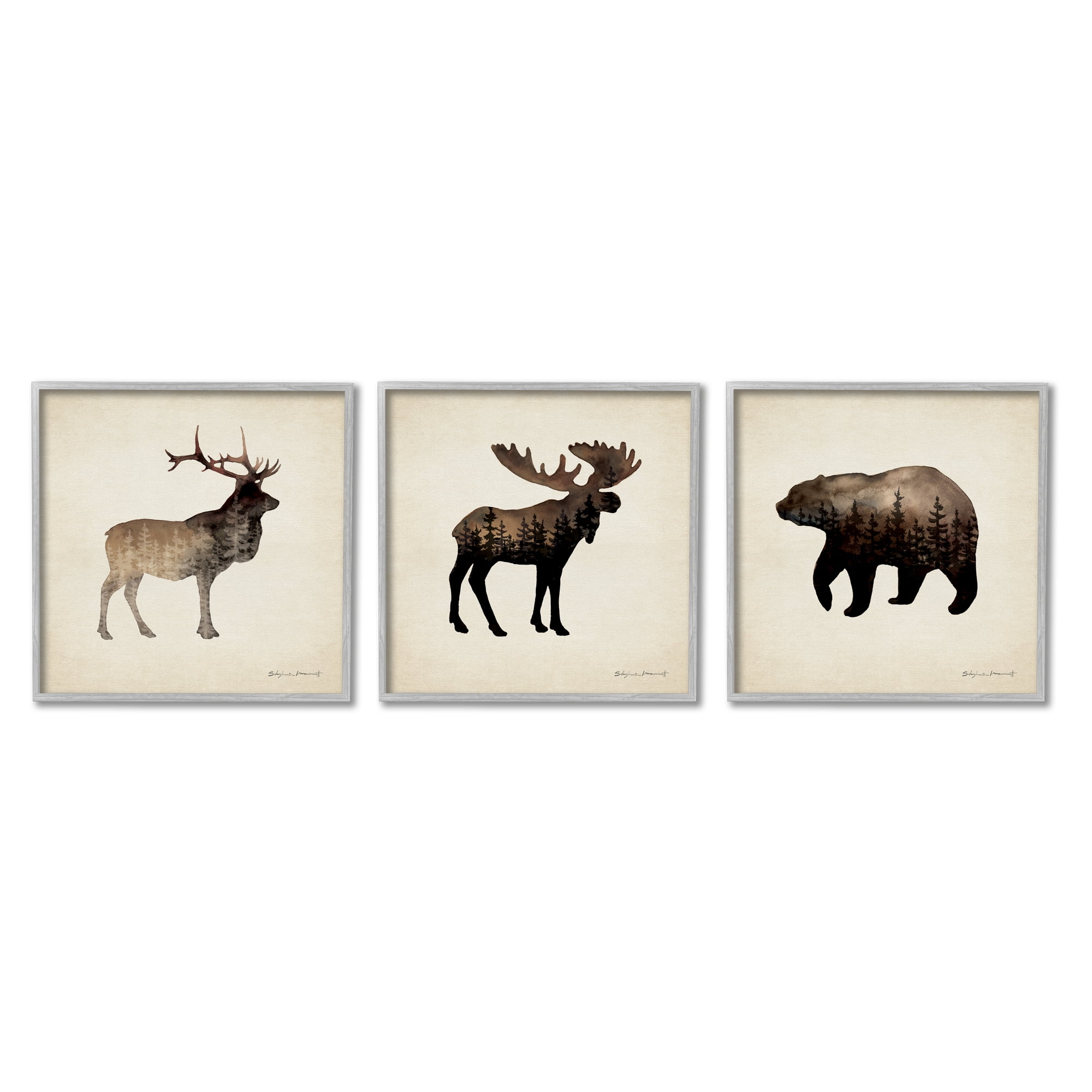 Stupell Industries Woodland Animal Silhouettes Rustic Forest Pine Tree Landscape, 17 x 17, Design by Stephanie Workman Marrott