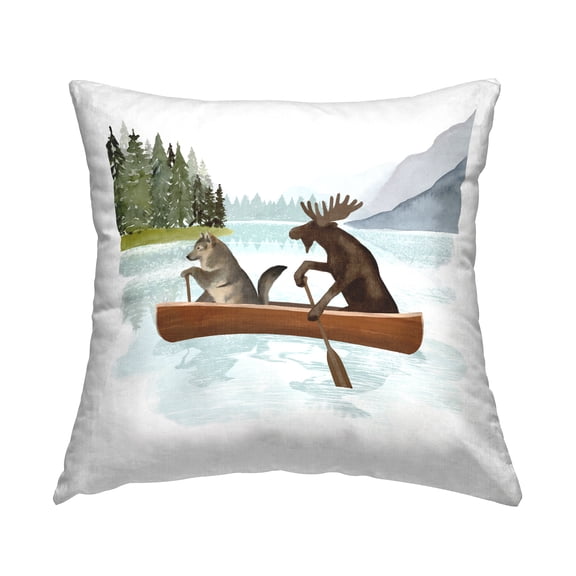 Stupell Industries Woodland Animals Lake Decorative Printed Throw Pillow, 18 x 18