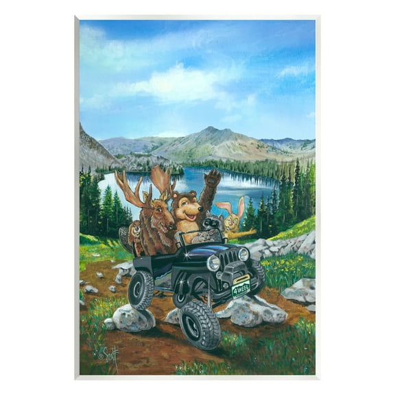 Stupell Industries Woodland Animals Off-Roading Animals & Insects Painting Unframed Art Print Wall Art, 10 x 15