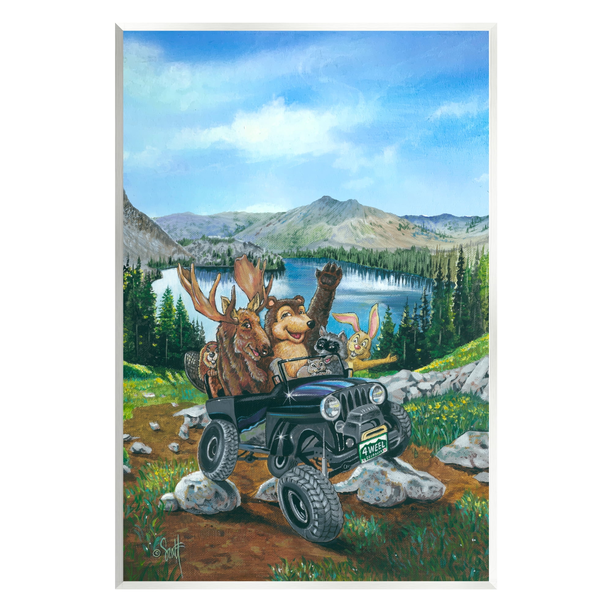 Stupell Industries Woodland Animals Off-Roading Animals & Insects Painting Unframed Art Print Wall Art, 13 x 19