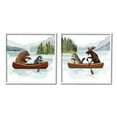 thumbnail image 1 of Stupell Industries Woodland Animals on Canoes Animals & Insects Painting White Framed Art Print Wall Art, 17 x 17, Set of 2, 1 of 10