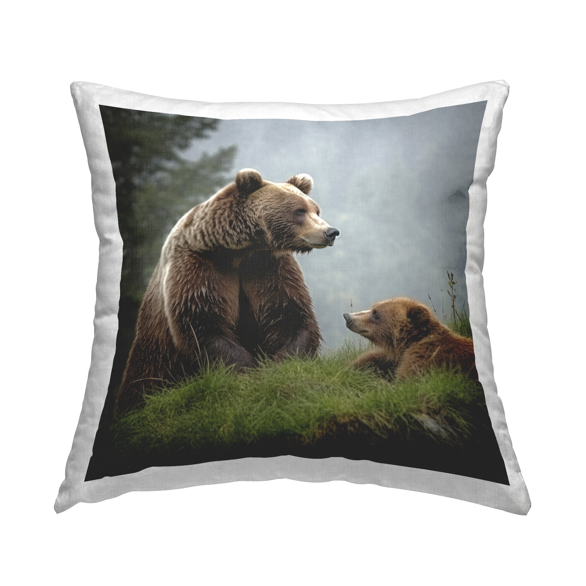 Stupell Industries Woodland Bear & Cub Decorative Printed Throw Pillow, 18 x 18