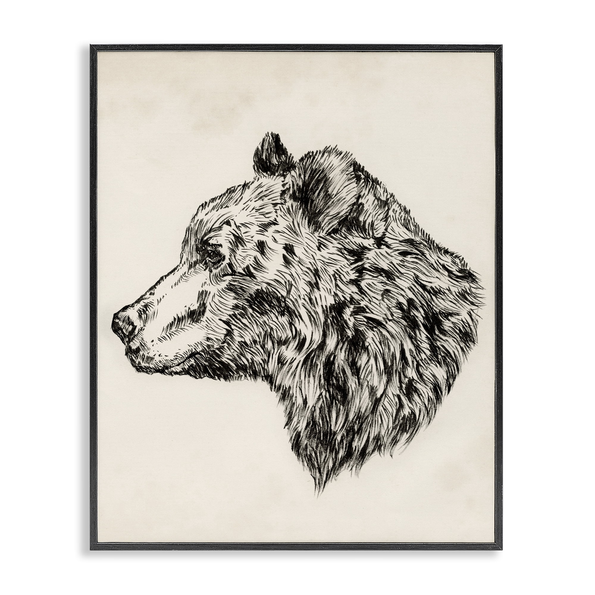 Stupell Industries Woodland Bear Drawing Animals & Insects Drawing Black Framed Art Print Wall Art, 16 x 20