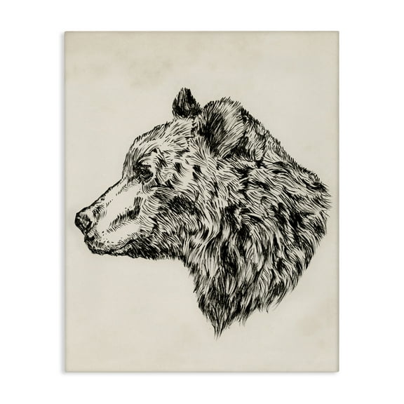 Stupell Industries Woodland Bear Drawing Animals & Insects Drawing Gallery Wrapped Canvas Art Print Wall Art, 16 x 20