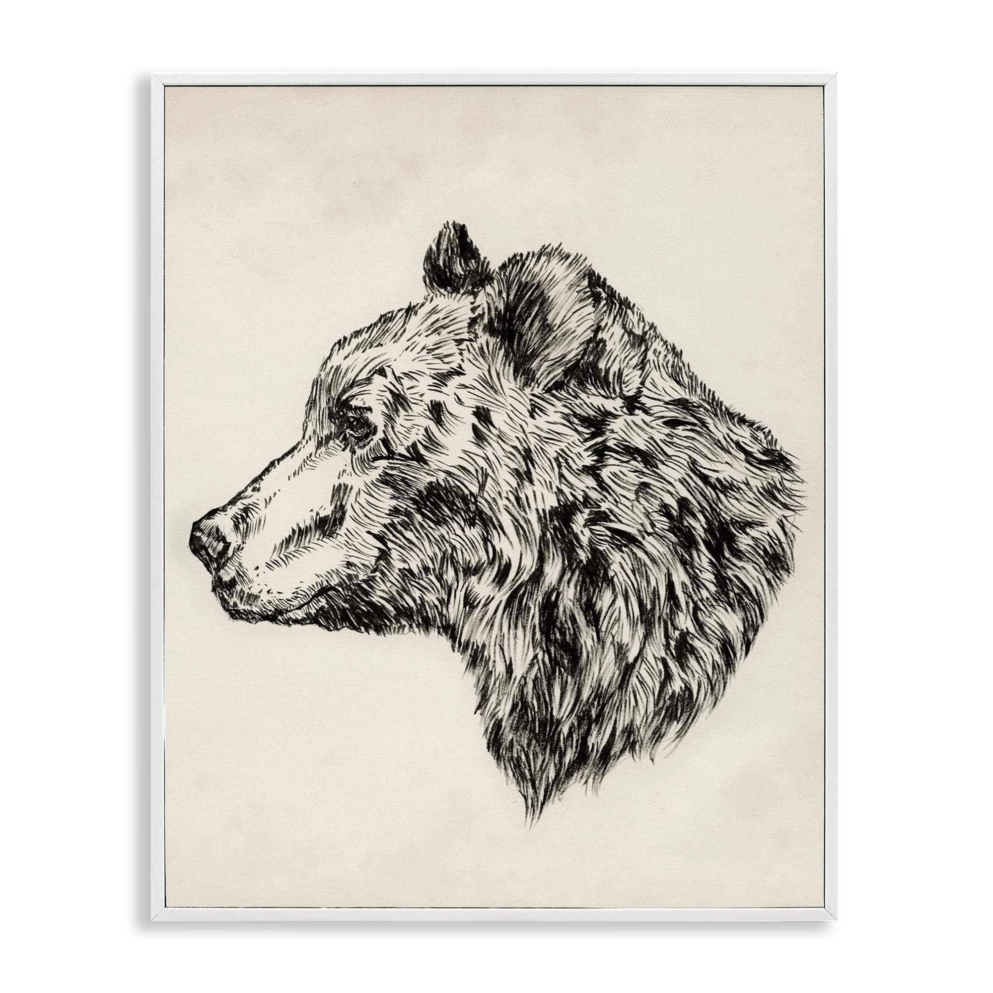 Stupell Industries Woodland Bear Drawing Animals & Insects Drawing White Framed Art Print Wall Art, 24 x 30