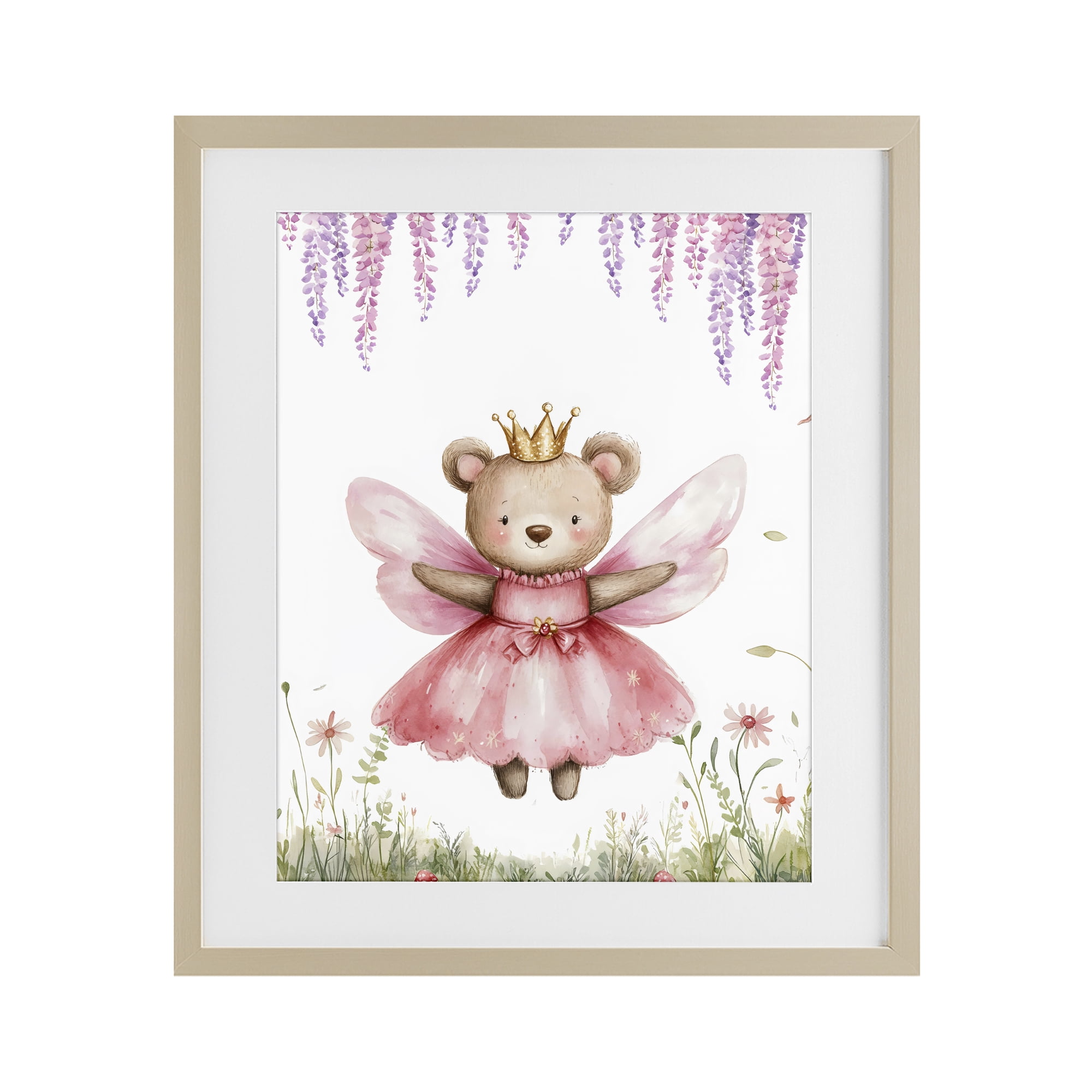 Stupell Industries Woodland Bear Forest Fairy Birch Framed Print Under Glass, design by LSR Design Studio
