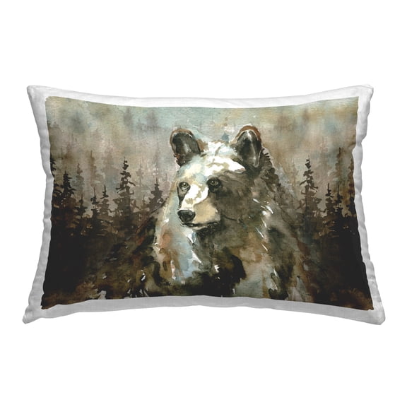 Stupell Industries Woodland Bear at Twilight Decorative Printed Throw Pillow Design by Carol Robinson.