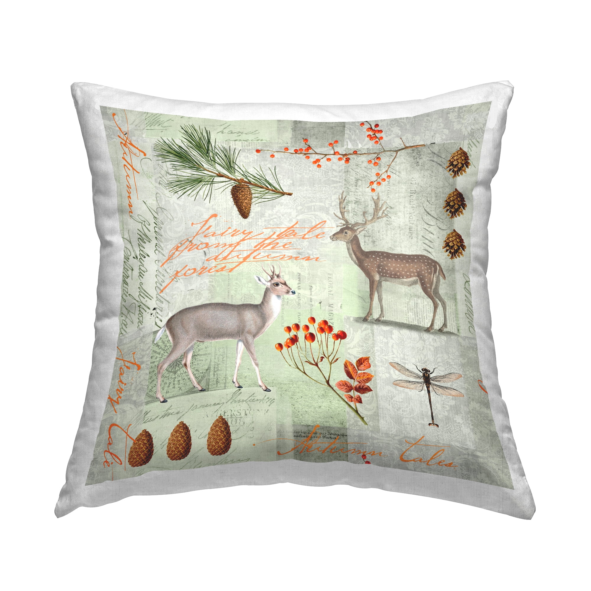 Stupell Industries Woodland Botanical Animal Collage Printed Throw Pillow Design by Andrea Haase