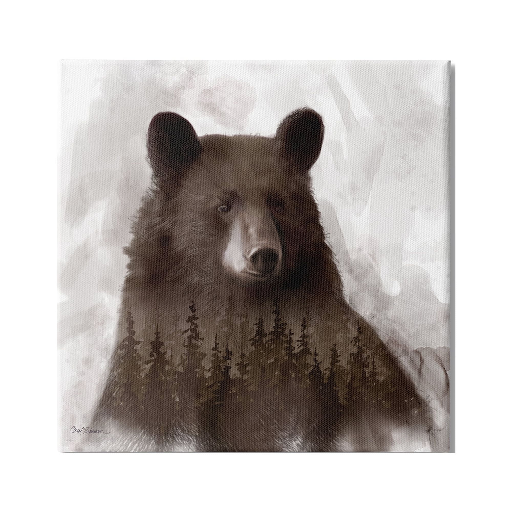 Stupell Industries Woodland Brown Bear Portrait Abstract Pine Tree Forest, 36 x 36, Design by Carol Robinson