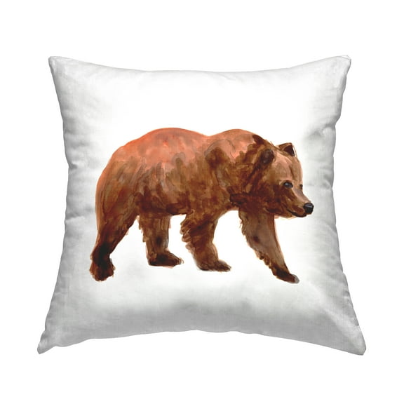 Stupell Industries Woodland Brown Bear Square Decorative Printed Throw Pillow, 18 x 18