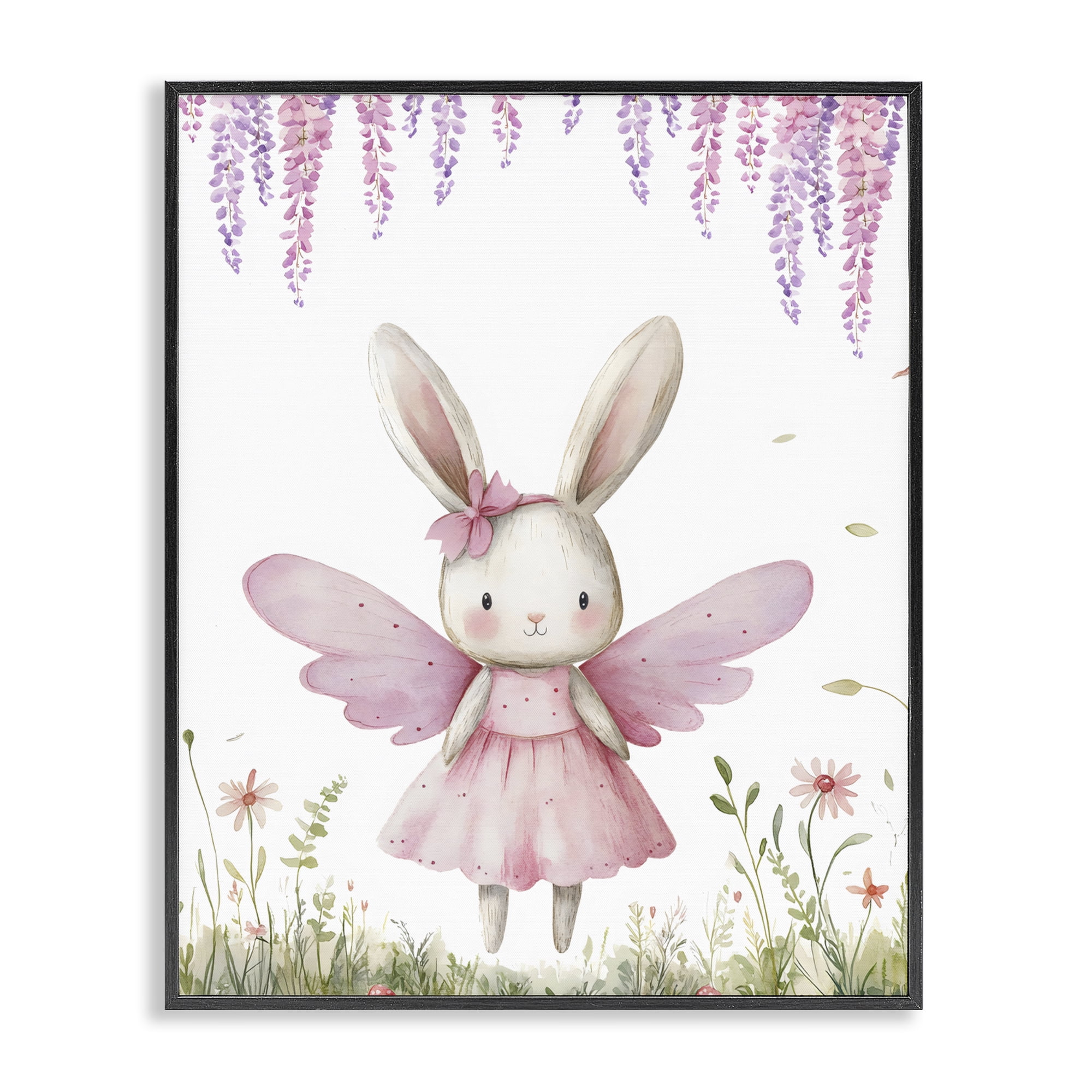 Stupell Industries Woodland Bunny Forest Fairy Black Framed Giclee Art, design by LSR Design Studio