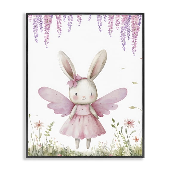Stupell Industries Eclectic Woodland Bunny Forest Fairy Black Framed Giclee Art, 24 x 30, by LSR Design Studio