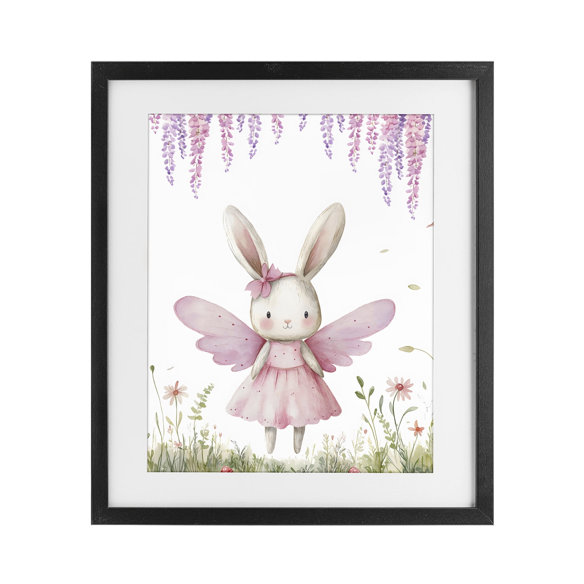 Stupell Industries Woodland Bunny Forest Fairy Black Framed Print Under Glass, design by LSR Design Studio