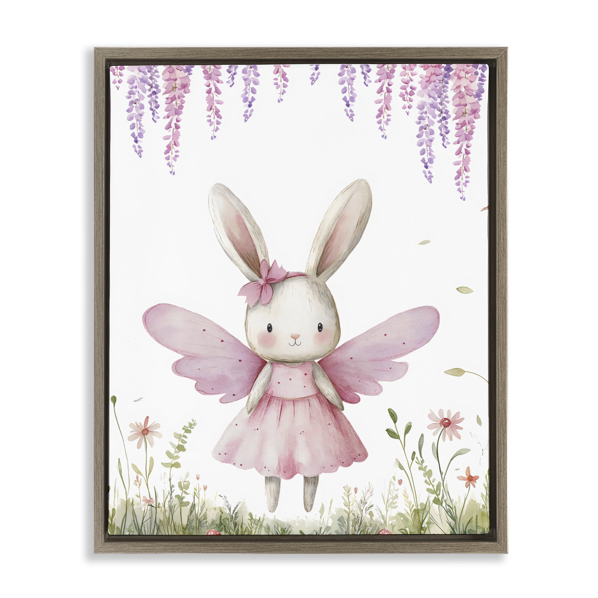 Stupell Industries Woodland Bunny Forest Fairy Brown Framed Floater Canvas Wall Art, design by LSR Design Studio