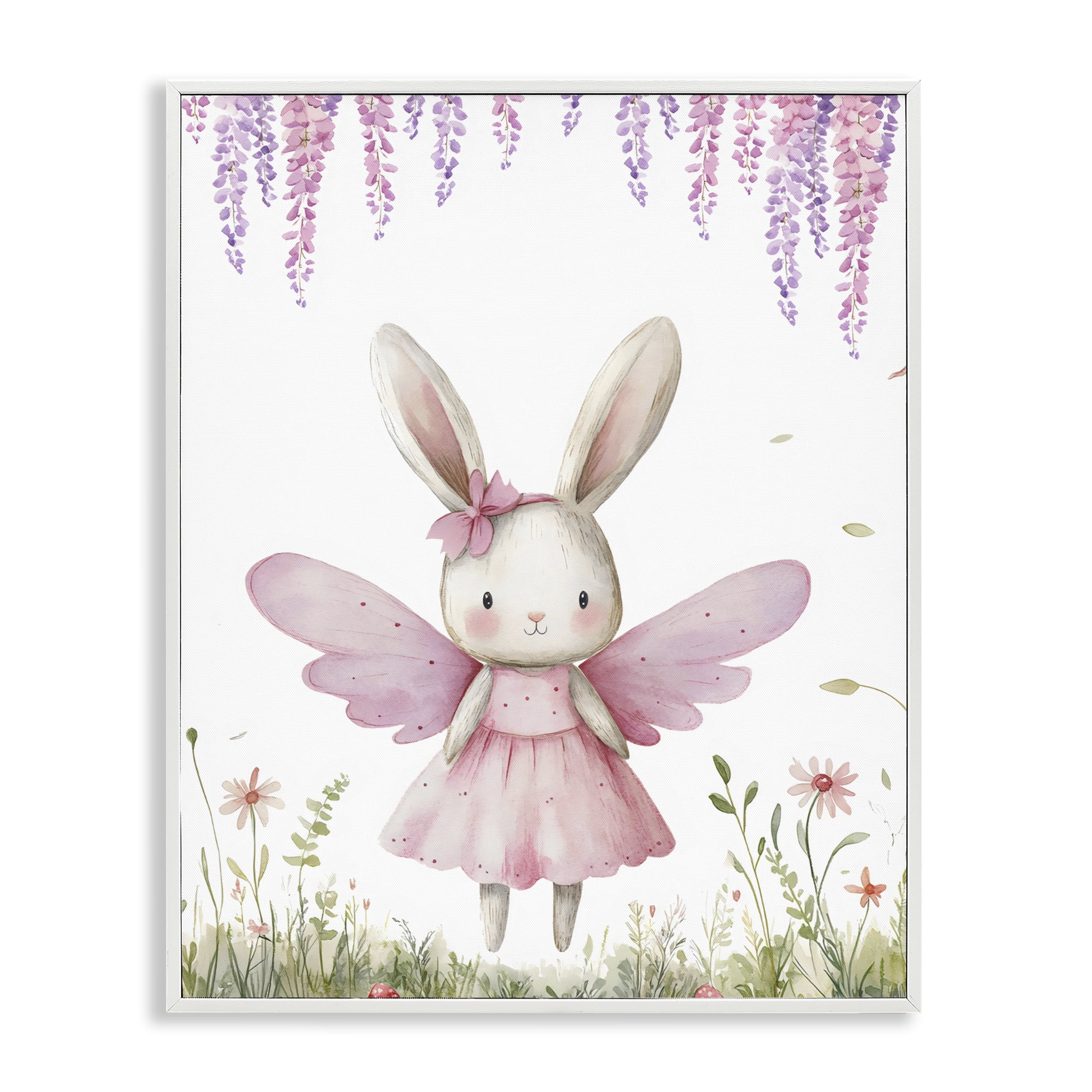 Stupell Industries Woodland Bunny Forest Fairy White Framed Giclee Art, design by LSR Design Studio