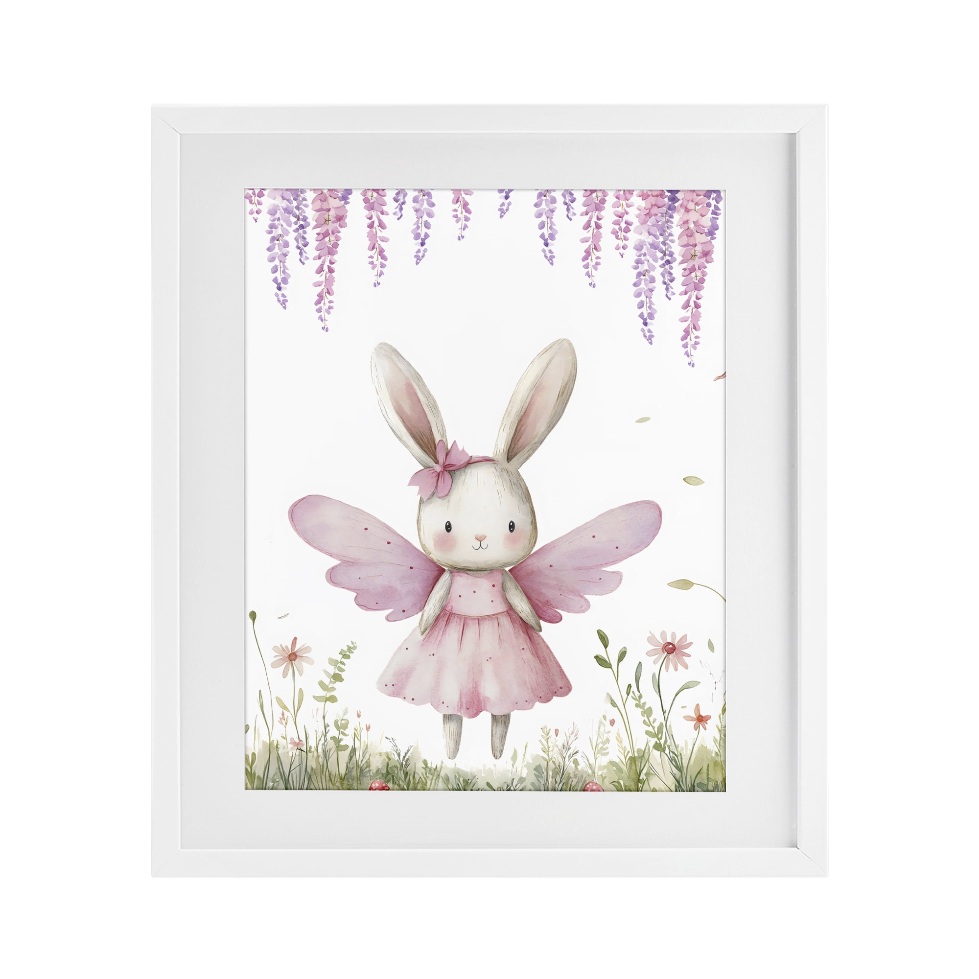 Stupell Industries Woodland Bunny Forest Fairy White Framed Print Under Glass, design by LSR Design Studio