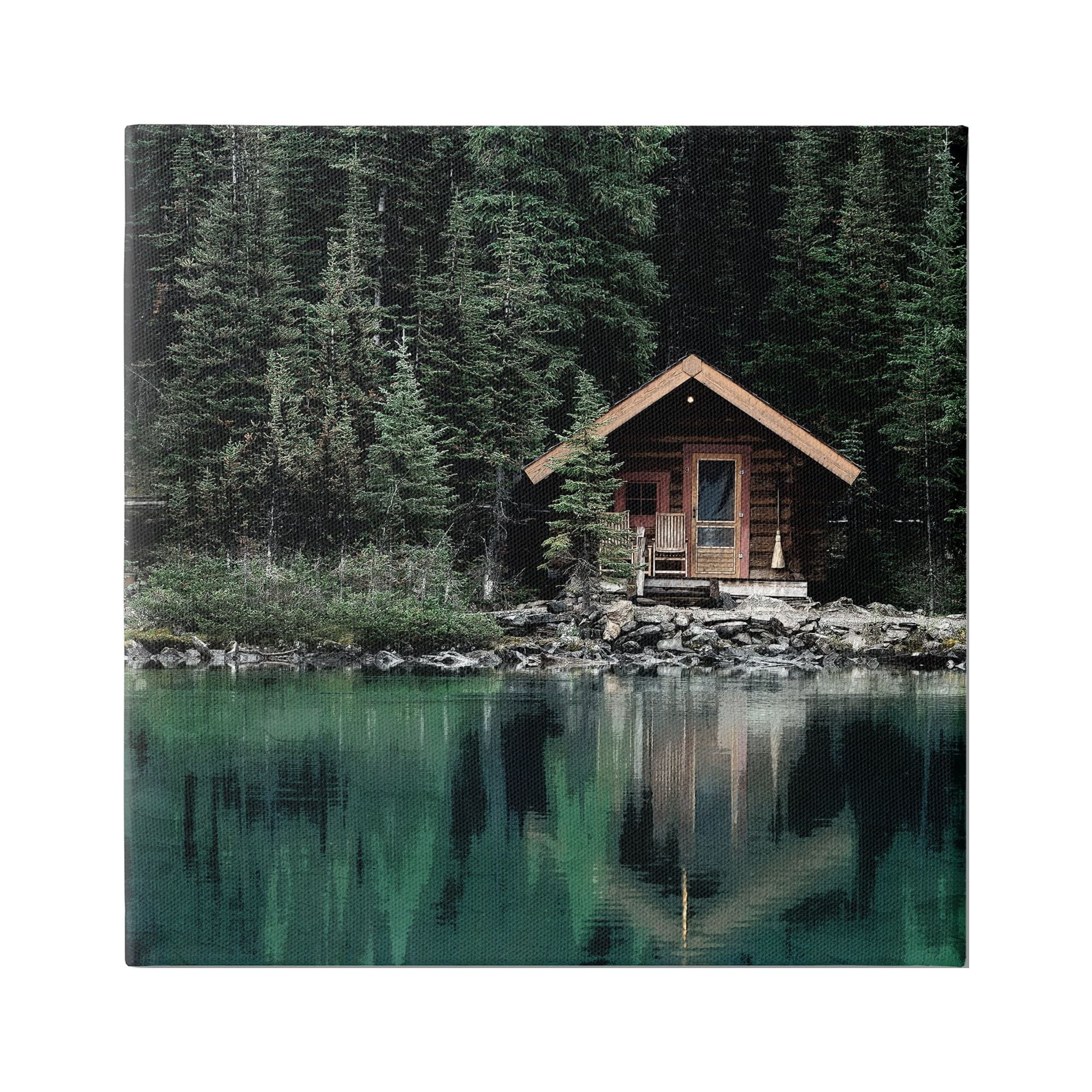 Stupell Industries Woodland Cabin Reflection Landscape Photography Gallery Wrapped Canvas Art Print Wall Art, 36 x 36