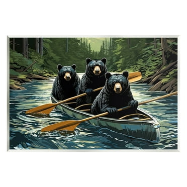 Stupell Industries Woodland Canoeing Bears Animals & Insects Painting Unframed Art Print Wall Art, 15 x 10