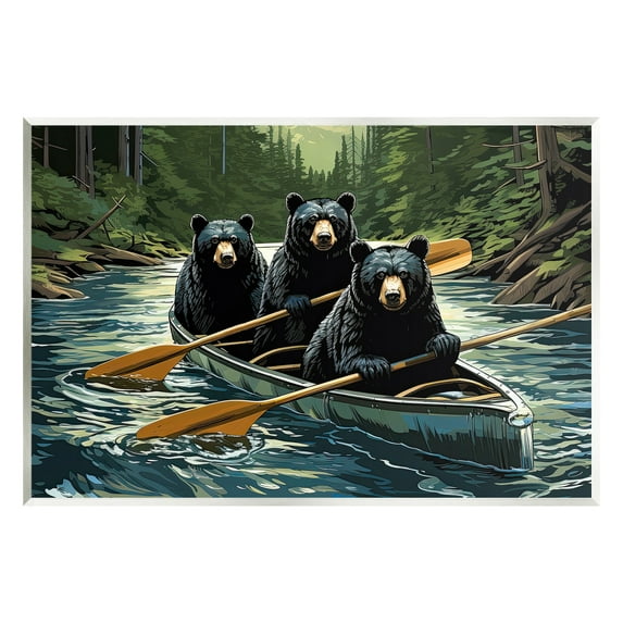 Stupell Industries Woodland Canoeing Bears Animals & Insects Painting Unframed Art Print Wall Art, 19 x 13