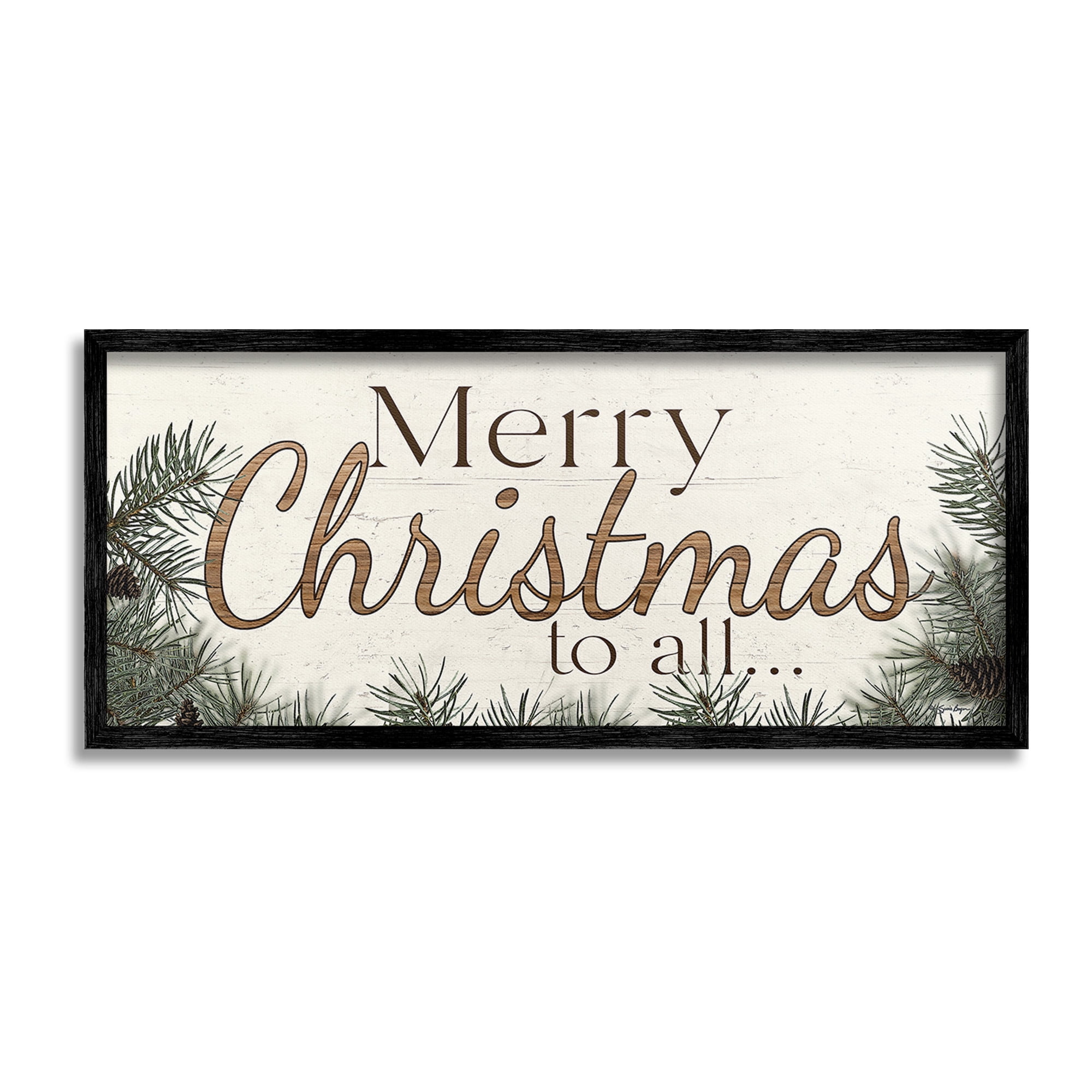 Stupell Industries Woodland Christmas Typography Holiday Painting Black Framed Art Print Wall Art, 24 x 10