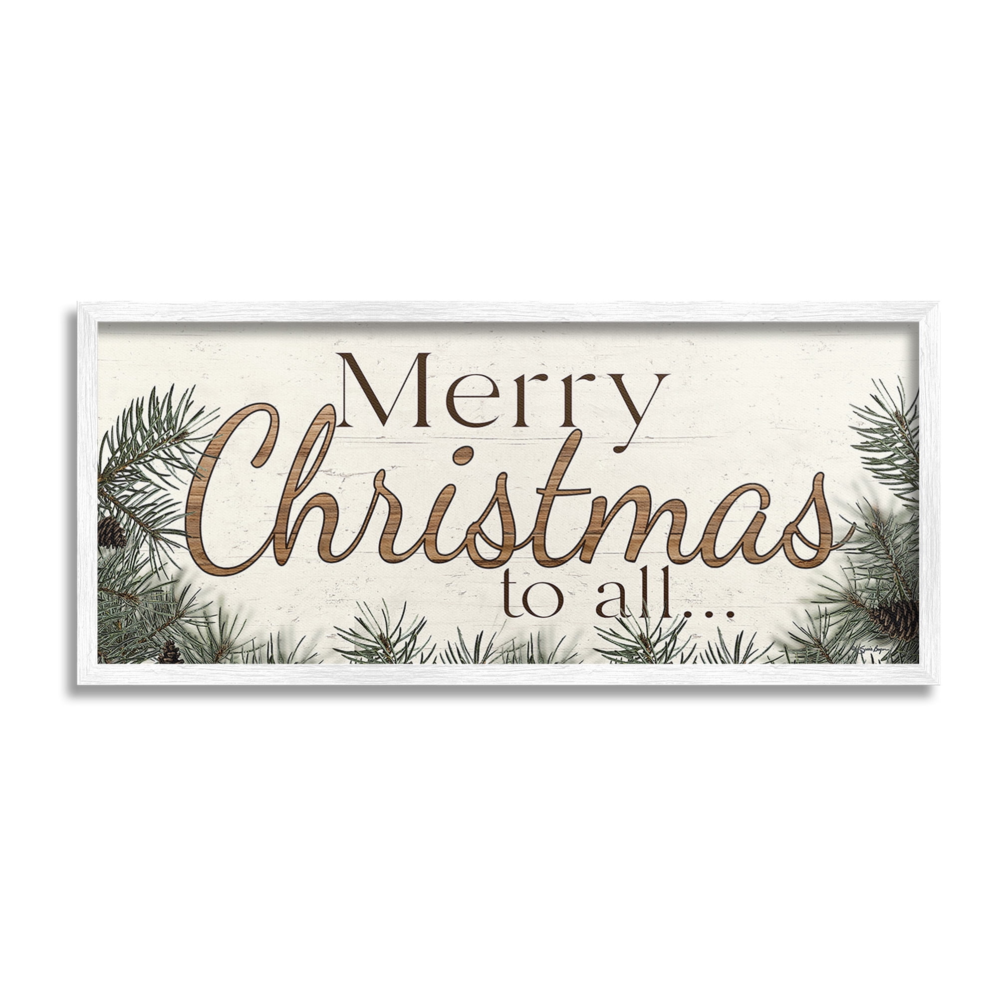 Stupell Industries Woodland Christmas Typography Holiday Painting White Framed Art Print Wall Art, 24 x 10
