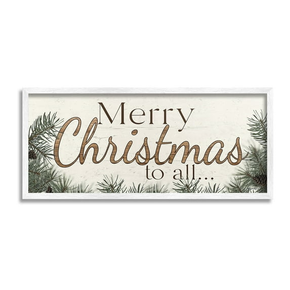 Stupell Industries Woodland Christmas Typography Holiday Painting White Framed Art Print Wall Art, 24 x 10