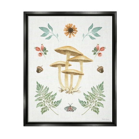 Stupell Industries Woodland Cottage Botanicals Botanical & Floral Painting Black Floater Framed Art Print Wall Art, 25 x 31