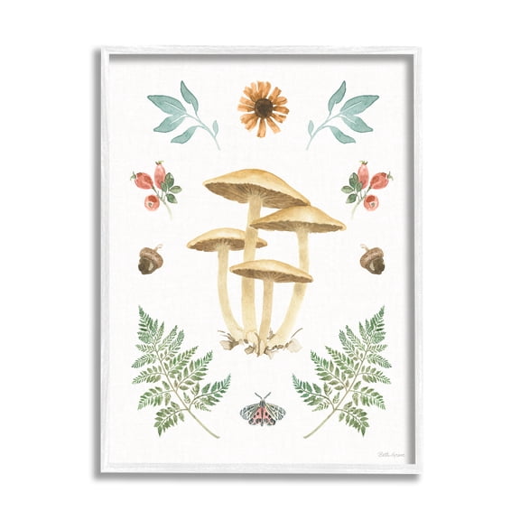 Stupell Industries Woodland Cottage Botanicals Botanical & Floral Painting White Framed Art Print Wall Art, 24 x 30