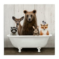 Woodland Creatures Antique Bathtub Canvas Art, 36 x 36, Made In USA