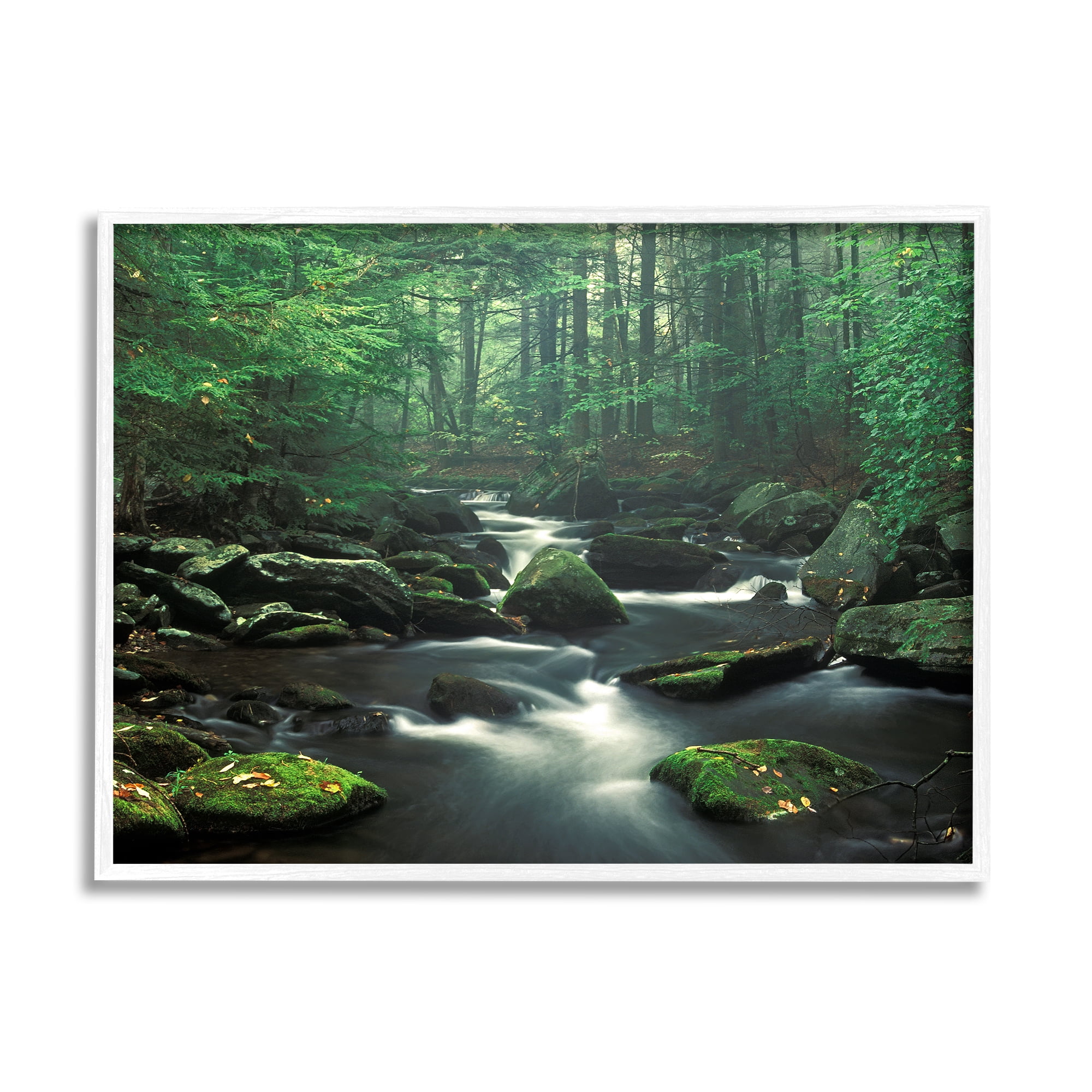 Stupell Industries Woodland Creek Landscape Nature Photography White Framed Art Print Wall Art, 20 x 16