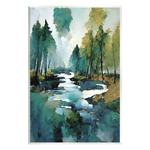 Stupell Industries Woodland Creek Painting Landscape Painting Unframed Art Print Wall Art, 10 x 15