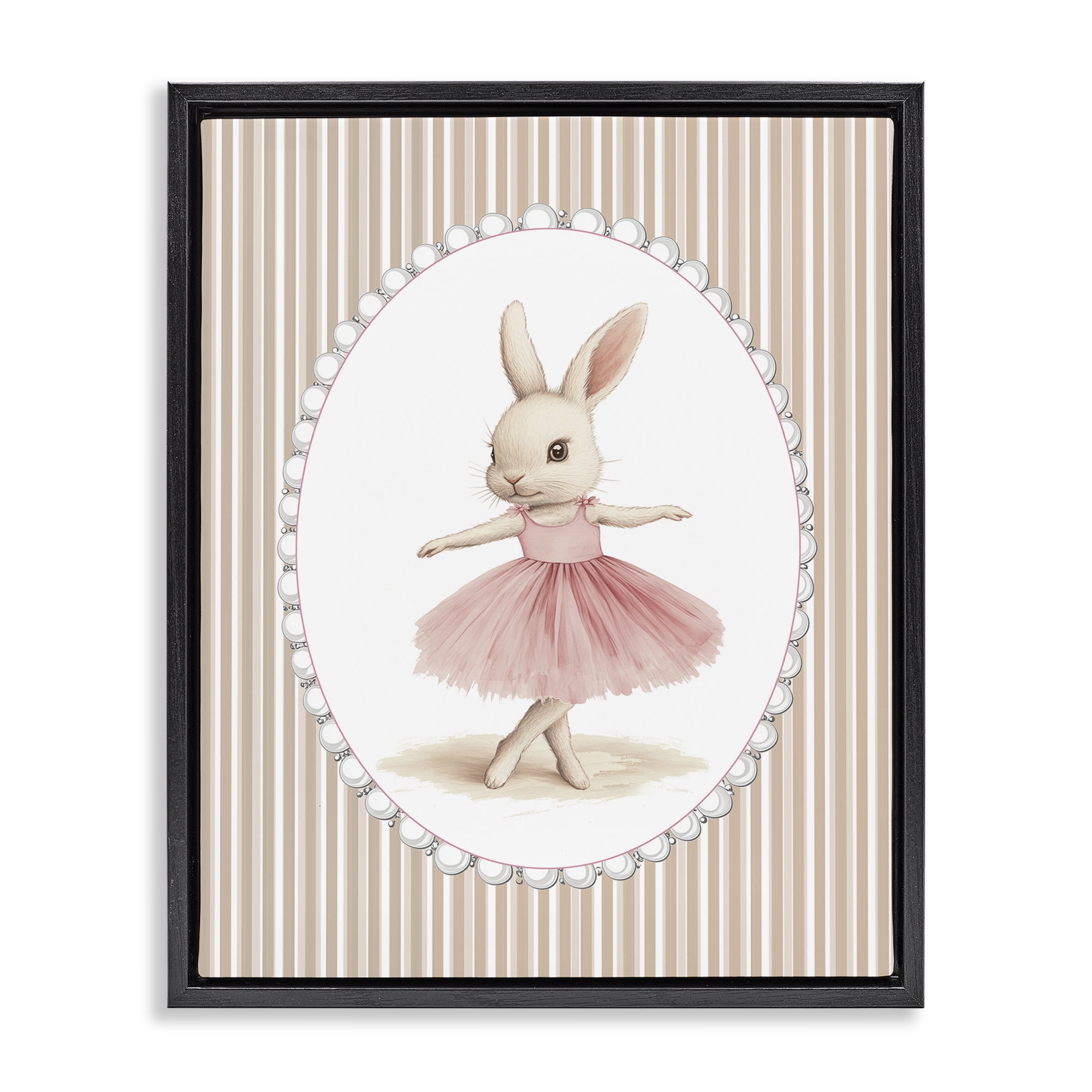 Stupell Industries Woodland Dancer Bunny Black Framed Floater Canvas Wall Art, design by Christine Simpson Art