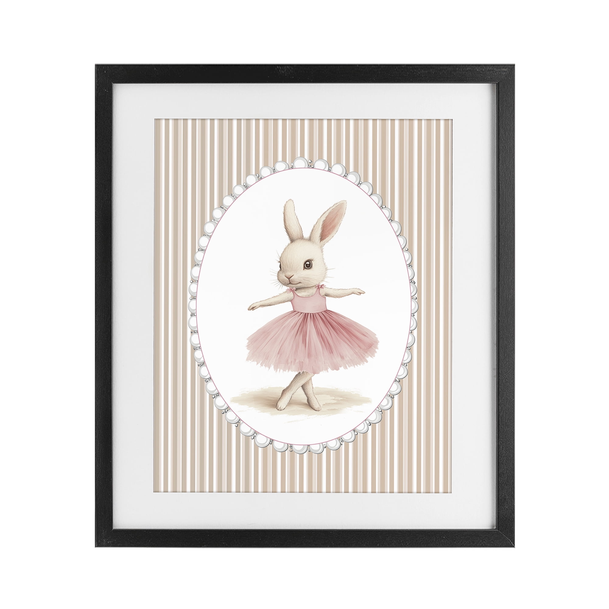 Stupell Industries Woodland Dancer Bunny Black Framed Print Under Glass, design by Christine Simpson Art