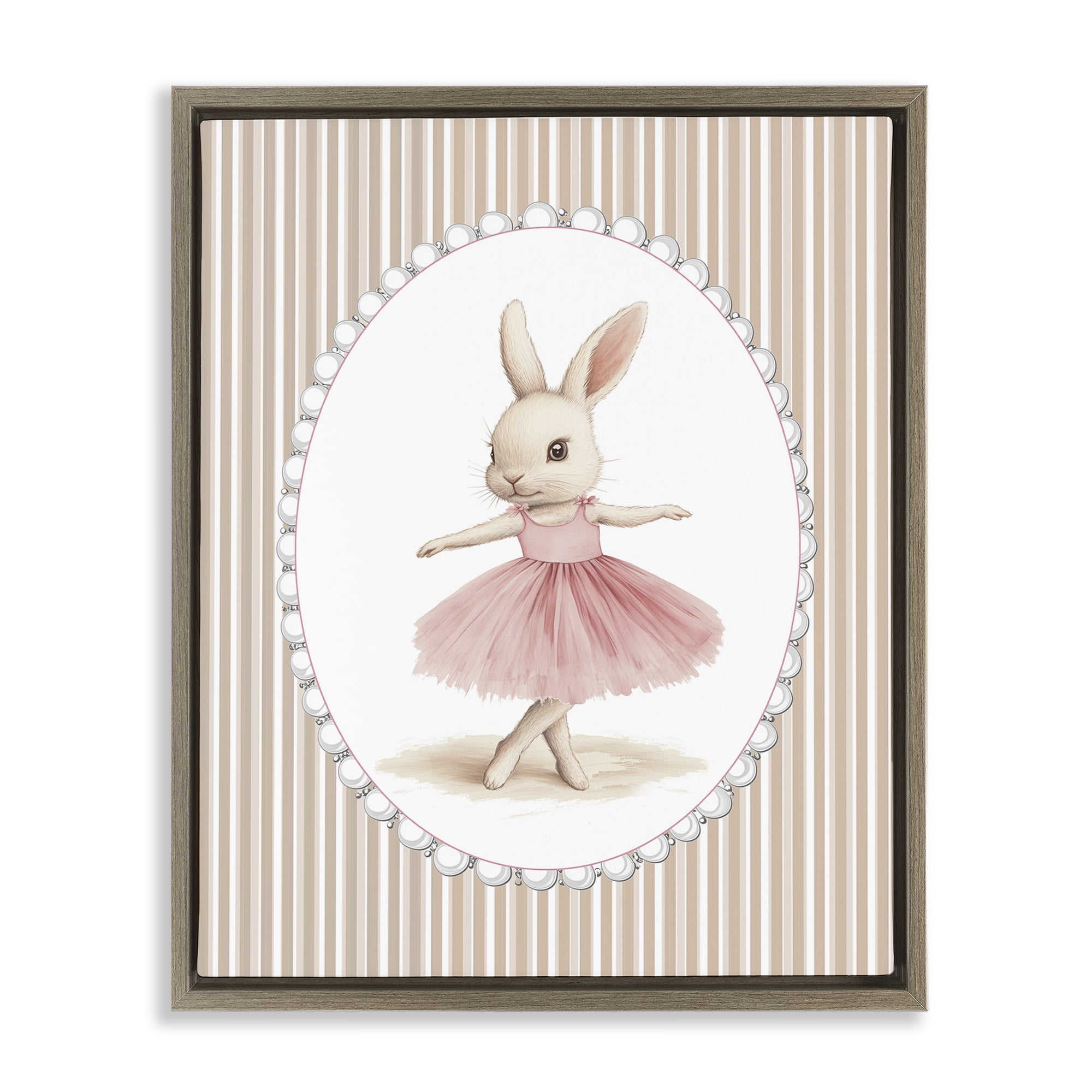 Stupell Industries Woodland Dancer Bunny Brown Framed Floater Canvas Wall Art, design by Christine Simpson Art