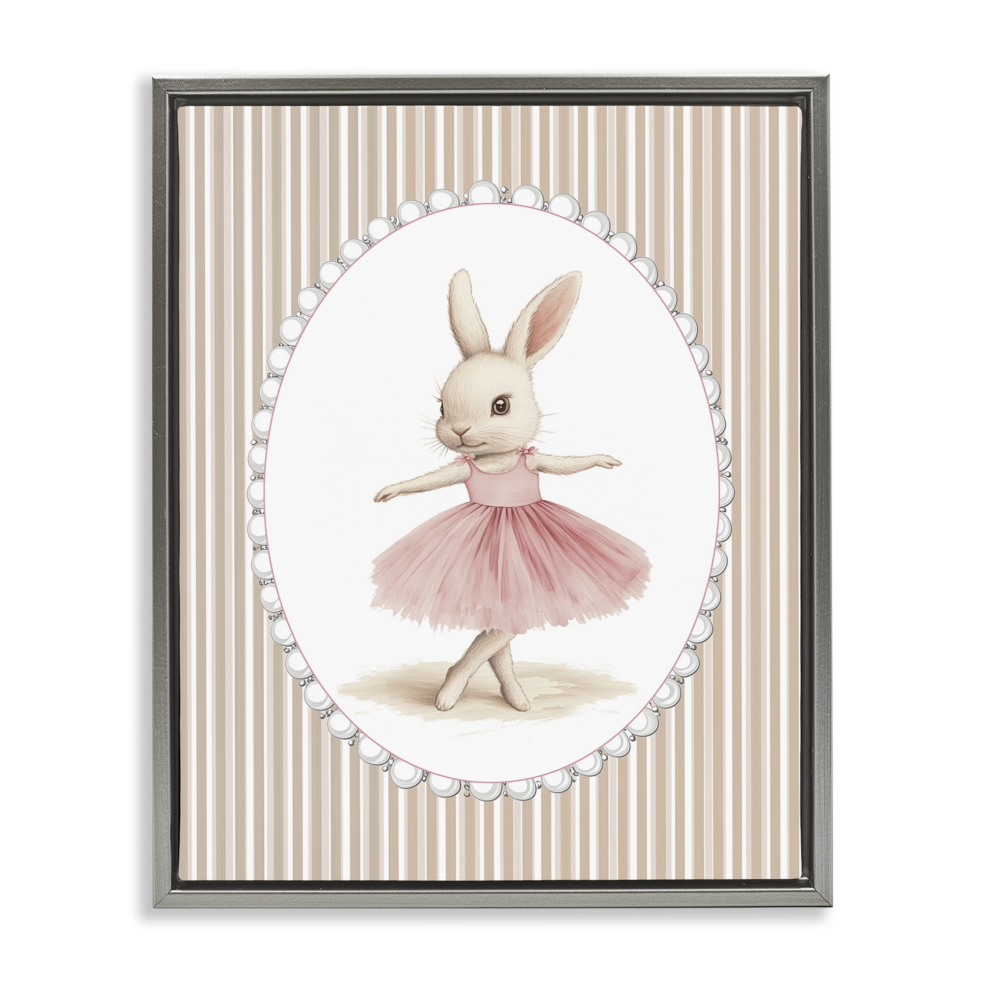 Stupell Industries Woodland Dancer Bunny Gray Framed Floater Canvas Wall Art, design by Christine Simpson Art