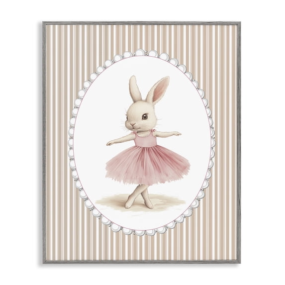 Stupell Industries Cottage Woodland Dancer Bunny Gray Framed Giclee Art, 24 x 30, by Christine Simpson Art