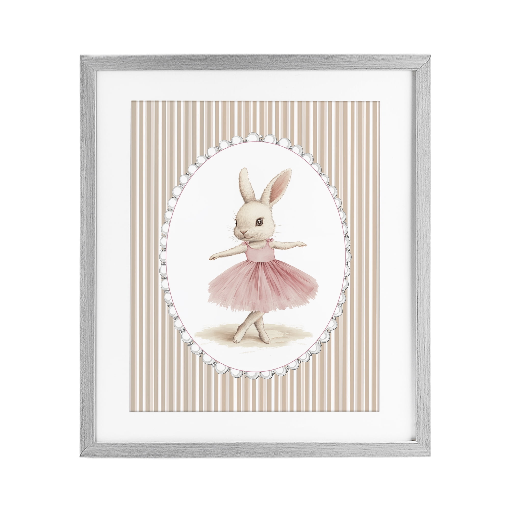 Stupell Industries Woodland Dancer Bunny Gray Framed Print Under Glass, design by Christine Simpson Art