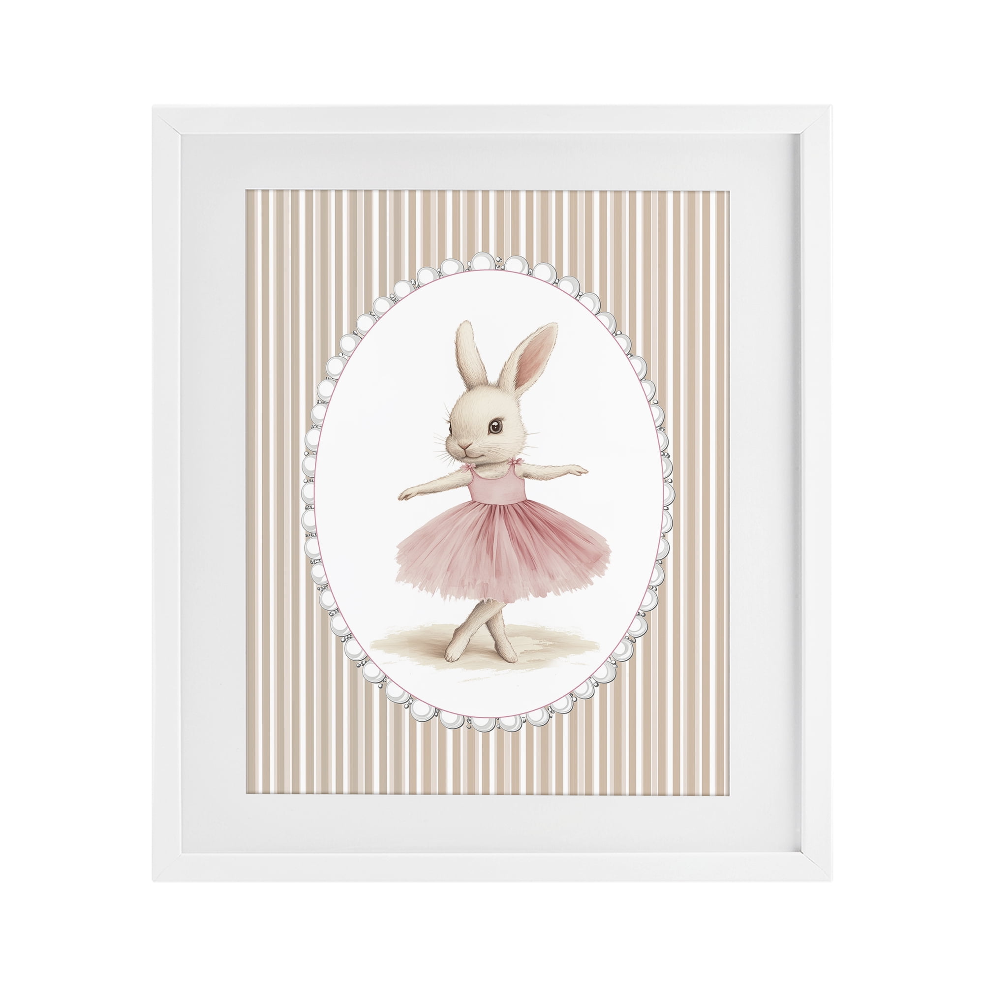 Stupell Industries Woodland Dancer Bunny White Framed Print Under Glass, design by Christine Simpson Art