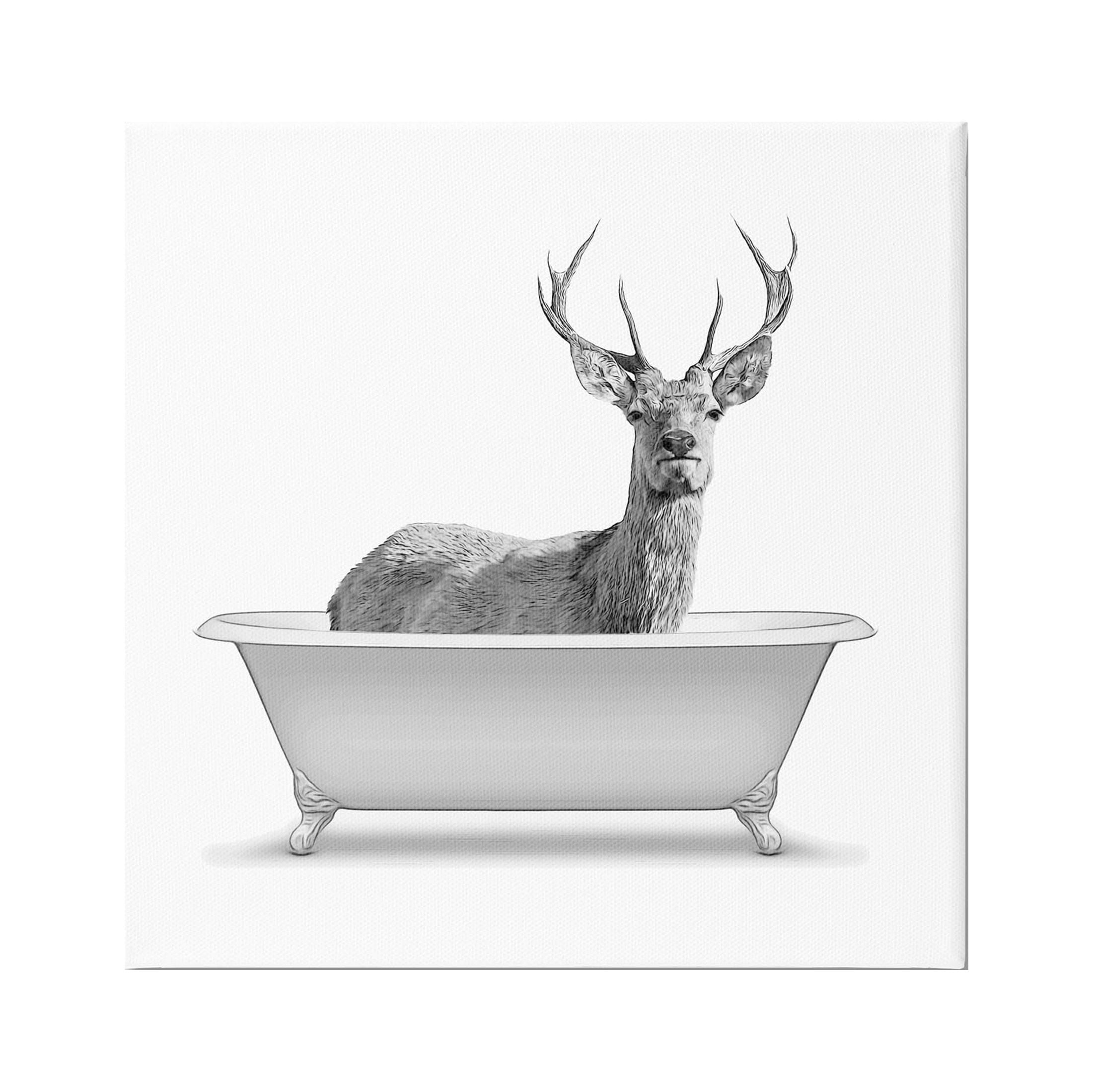 Stupell Industries Woodland Deer Antique Bath Tub Graphic Art Gallery Wrapped Canvas Print Wall Art, Design by Annalisa Latella