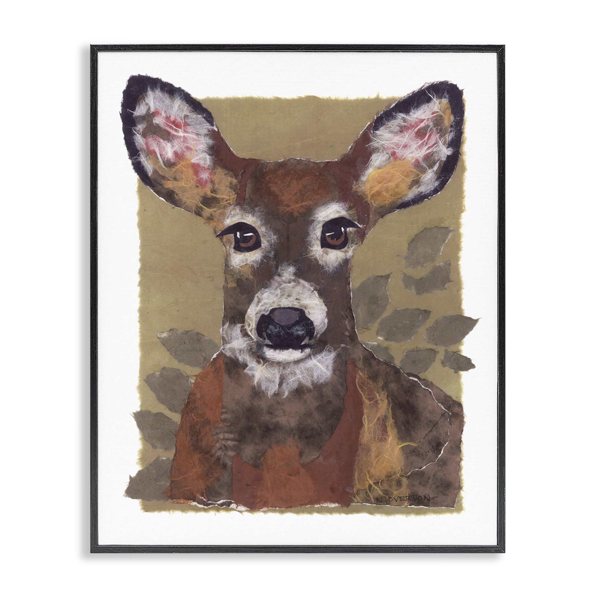 Stupell Industries Woodland Deer Painting Animals & Insects Painting Black Framed Art Print Wall Art, 16 x 20