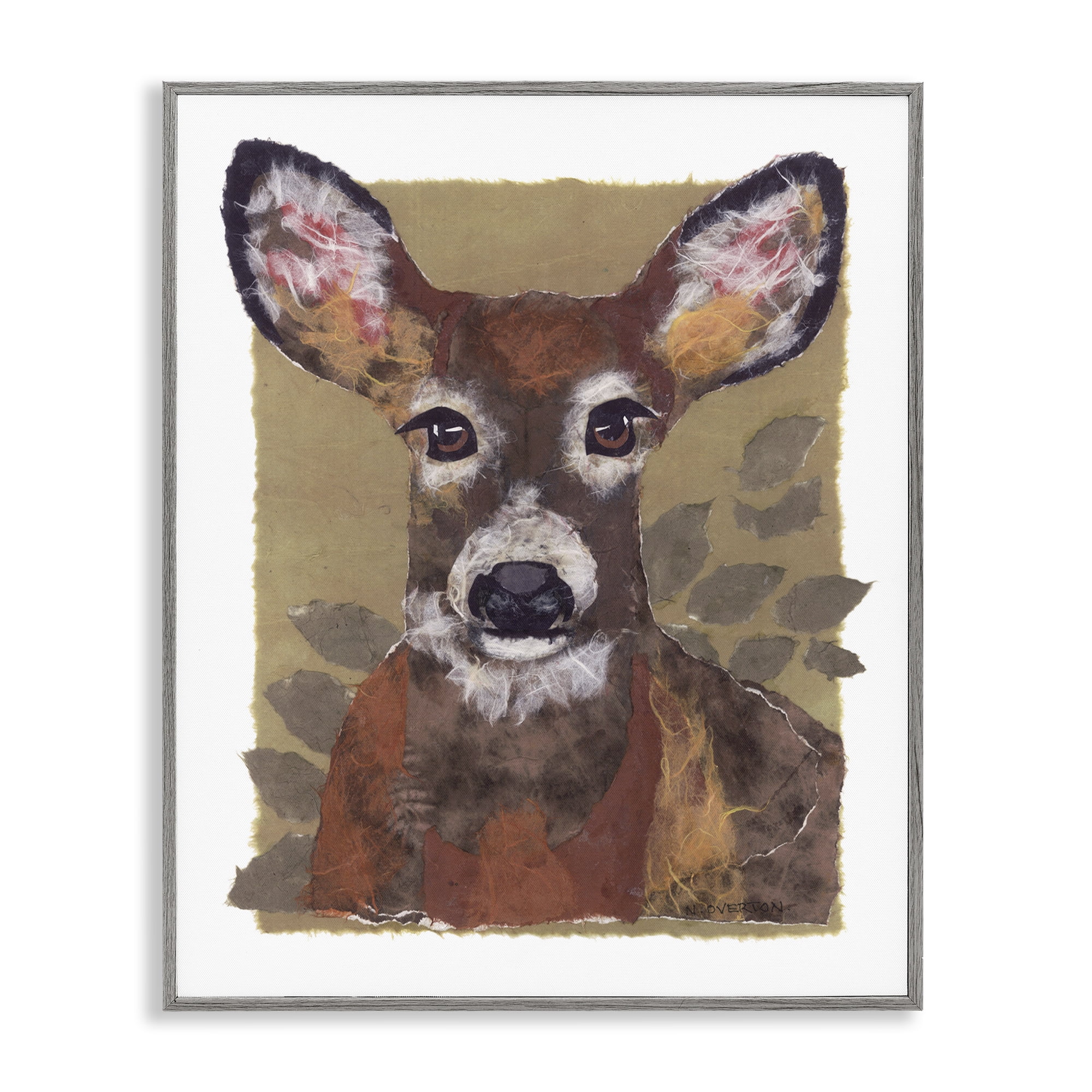 Stupell Industries Woodland Deer Painting Animals & Insects Painting Gray Framed Art Print Wall Art, 16 x 20