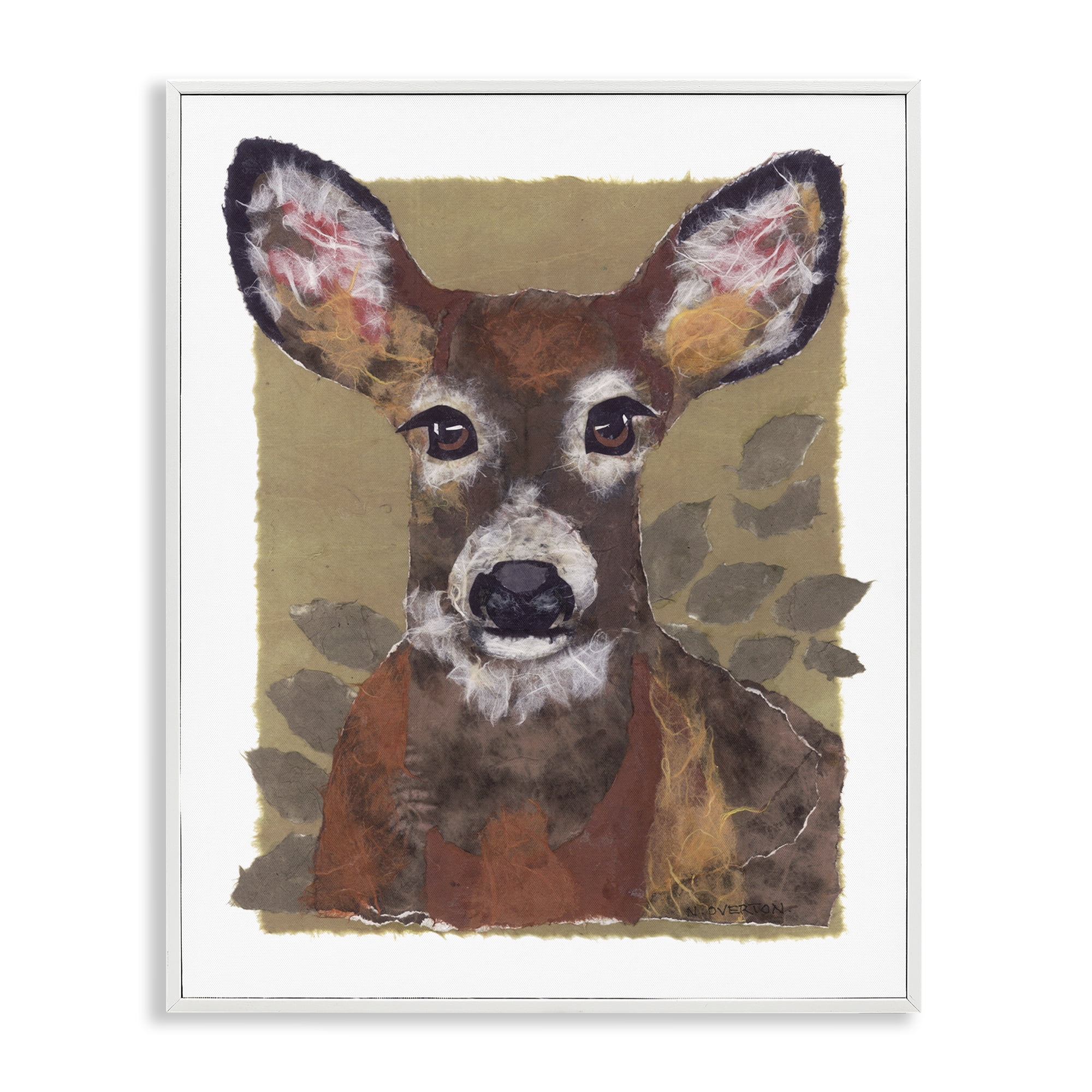 Stupell Industries Woodland Deer Painting Animals & Insects Painting White Framed Art Print Wall Art, 11 x 14